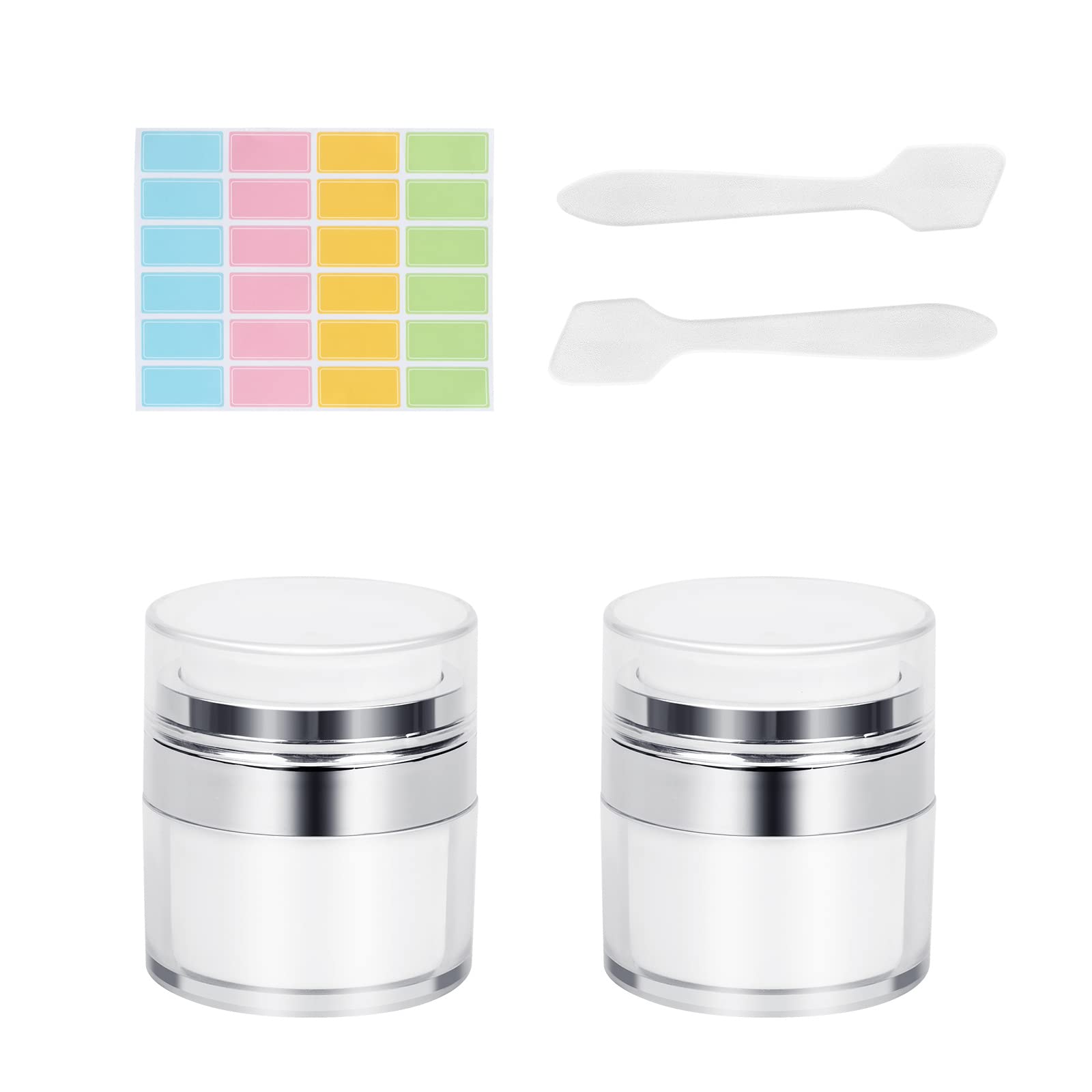 Darbermu Cream Jar Vacuum Bottle, 2PCS Airless Pump Bottle Container, Refillable Travel Bottles Portable Cosmetic Container, Lotions Creams Skin Care Products Dispenser (15ml) — image 1