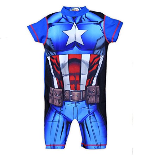 Boys Captain America or Iron Man Swim Suit UV Protection Marvel Character Costume
