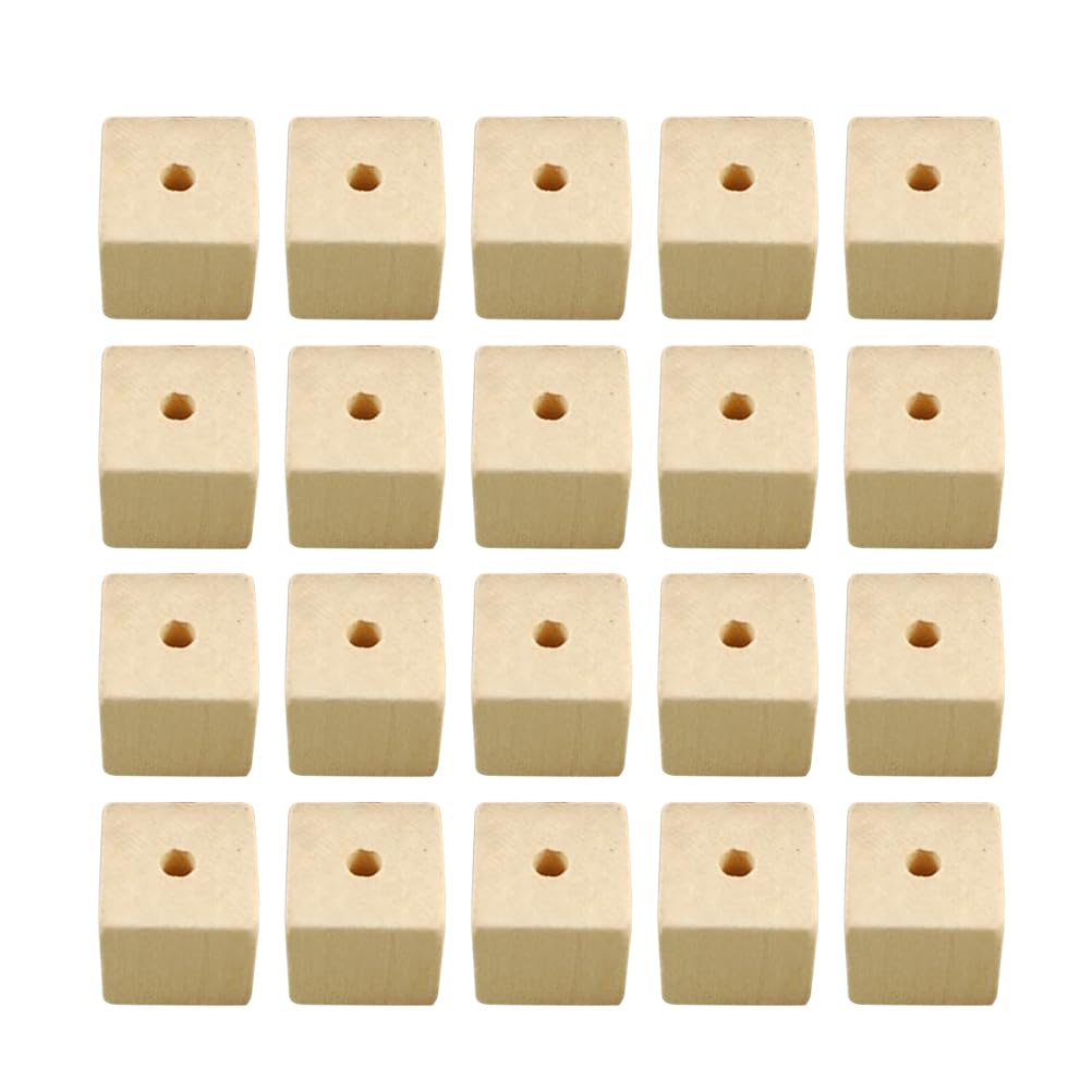 SUPVOX 100pcs Wooden Square Beads Natural Blank Wood Cubes with Holes for Jewelry Necklace Creations, Crafts and DIY Projectsï¼ˆ12*12MMï¼‰