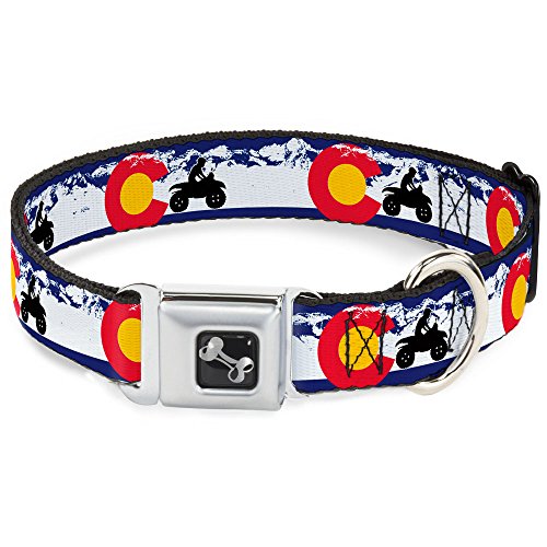 Buckle-Down 18-32" Colorado/At Rider/Mountains Dog Collar Bone, Wide Large