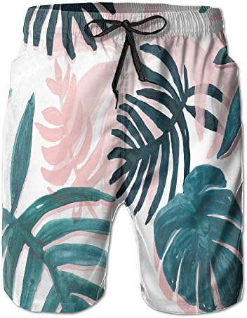 SSUMMINGG Mens Palm Print Tropical Summer Breathable Swim Trunks Beach Shorts Board Shorts Large