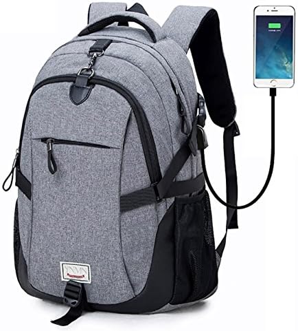 College Backpack School Bags Student Daypack Business Laptop Backpack Travel Hiking Knapsack Rucksack Anti theft Water Resistant 15.6 Computer Back Pack with USB Charging Port by DALNK (grey)