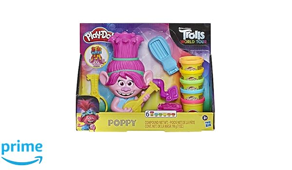 Amazon Com Play Doh Trolls World Tour Rainbow Hair Poppy Styling