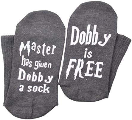 Master Has Given Dobby a Sock Dobby is Free Socks Novelty Funny Crew Cotton socks Gift (Dark Gray)