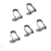JY-MARINE 4mm Stamped Shackle Stainless Steel 316 Marine Grade,Flat D Ring Shackle-5 Pcs