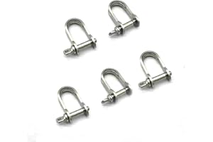 JY-MARINE 4mm Stamped Shackle Stainless Steel 316 Marine Grade,Flat D Ring Shackle-5 Pcs