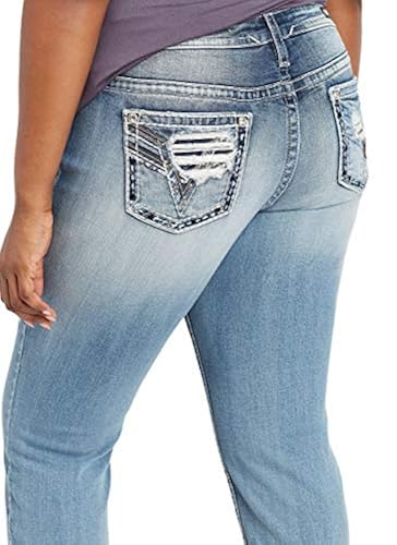 Plus Size Vigoss Busted Embellished Pocket Capri in Oman Whizz Jeans