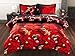 3 Piece Set Box Stitched Red Rose and Rings Prints 3d Comforter Set (Y02) Queen