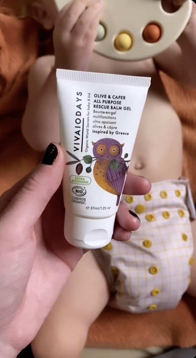 VIVAIODAYS Olive & Caper All Purpose EXTRA Soothing Rescue Balm Gel for Dry, Irritated & Sensitive Baby & Adult Skin. A Little Goes a Long Way. 1.25 oz. | 37 ml.