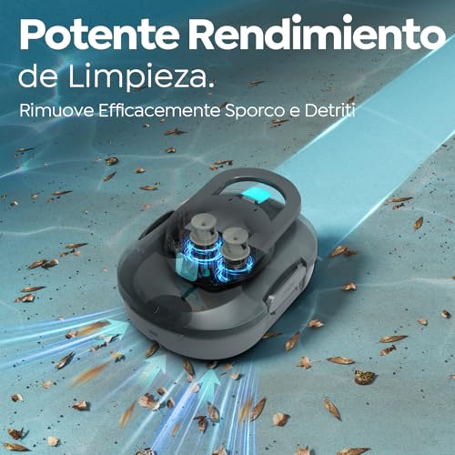 S1PRO (Versione 2026) Robot Piscina Senza Fili, 120 Min di Pulizia, Doppio Motore Aspiratore Piscina, Ricarica 2,5 Ore, per Piscine a Fondo Piatto fino a 100 m², Grigio