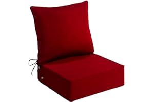 Cabubra 6.5-Inch Thick Outdoor Cushions, Patio Chair Cushion Set, 24x24 Inches Waterproof Patio Cushions, with Removable Cove