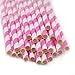 Carejoy® 1 Pack(25 pcs)Biodegradable Reusable Environmental Paper Striped Party Straws-Pink Stripe