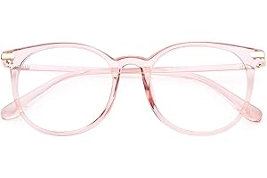 Gaoye Blue Light Blocking Glasses, Retro Round Eyewear Frame Anti Eyestrain Computer Glasses for Women Men - GY1688 (Pink Frame/Transparent Lens)