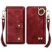 HianDier Case for iPhone XR Case Card Holder Case Zipper Closure Lady Handbag Purse Case Protective Magnetic Detachable PU Leather Flip Wallet Case Cover for Women Compatible with iPhone XR, Red
