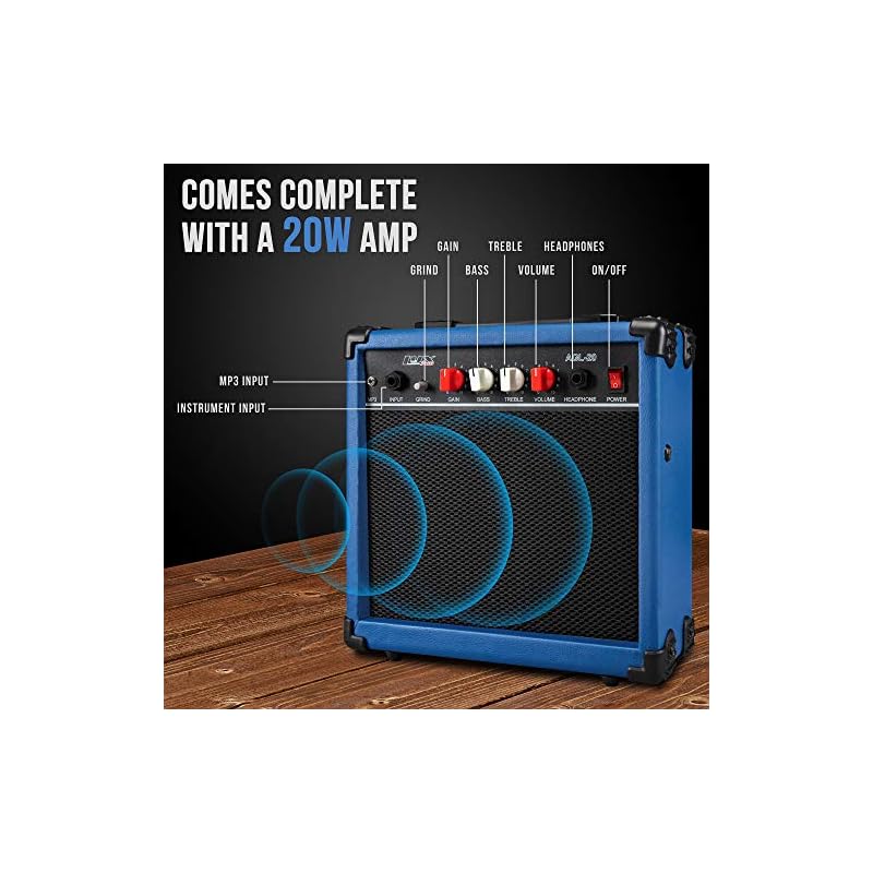 LyxPro 39 inch Electric Guitar Kit Bundle with 20w Amplifier, All Accessories, Digital Clip On