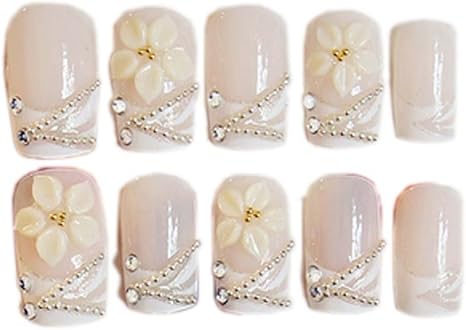 Amazon Co Jp スタイリッシュな結婚式のブライダルネイルジュエリーフレンチネイルラインストーンネイルアートフォールネイルズ 17 おもちゃ