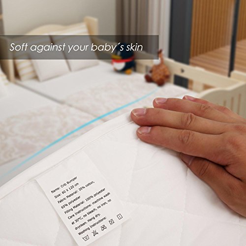 Utheing Crib Liner, Breathable Soft White Baby Crib Liner Bumper, 27.6 x 52.4 x 11.8 inch