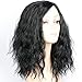 Black Short Wavy Bob Wig Synthetic Curly Bob Wigs For Women Heat Resistant Replacement Wig Side Part 14inch Halloween Party Wig