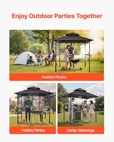 VEVOR 8x5 ft BBQ Grill Gazebo with Double-Tiered Roof, Powder-Coated Steel Shelter image 24