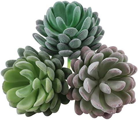 Greatflower Pack of 6 Mixed Colors Flocking Coating Artificial Succulents Fake Plant DIY Materials,2.7"