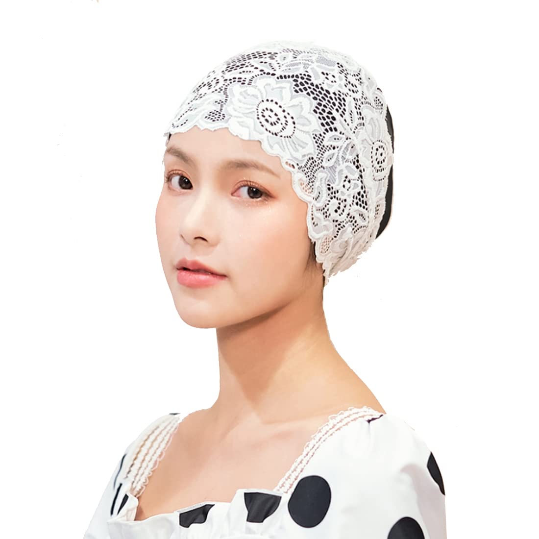 Fashionable Lace Swim Hat, PU Enlarged Swimming cap, Pliable Classic Retro Style Elastic Bathing Cap, for Bathing Swimming Diving Snorkeling Beach Protection Long Curly Hair Ear Women Ladies Girls