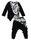 LaLaMa Kids Clothes Spots Harem Pants Casual Boys Outfits Sets Top T-Shirt 1-7Y (3-4 Years, Black 1)