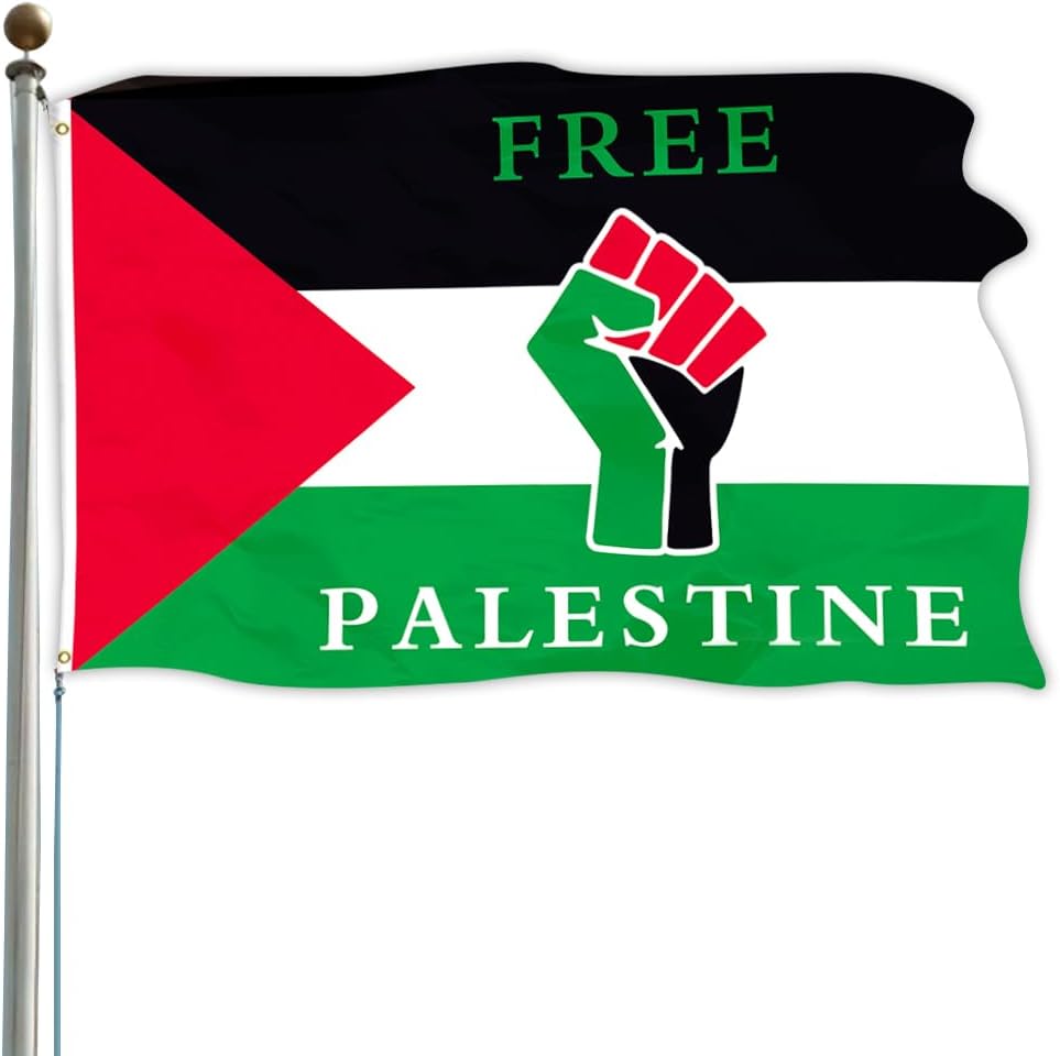 Flags - Free Palestine Flag 3x5 Ft Palestine Palestinian National Flags with Brass Grommet for Indoor and Outdoor, Double Stitched Palestine Flags with Vivid Color for Outside House Garden