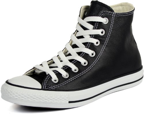 Converse Unisex Chuck Taylor All Star Leather Hi Black/White Men's 10.5 Medium