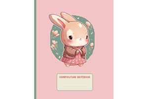 Cute Composition Notebook: Kawaii Bunnies - Pink College Ruled Journal - Aesthetic Japanese Stationery Supplies for School - Teen Girls & Students