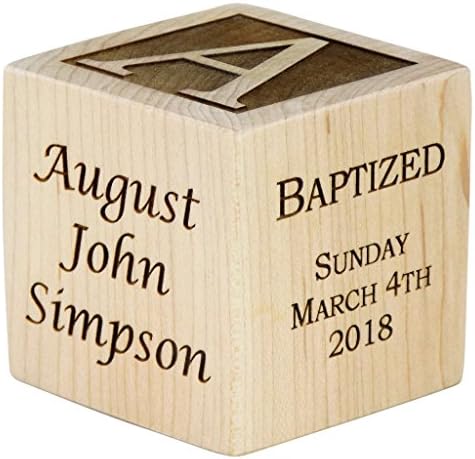 Personalized Baby Baptism/Dedication/Christening Wood Block, Choose from 3 Sizes, Baptism Gift for Boy, Girl, Baby Dedication Gifts, Unique Baptism Gifts, Yazidism, Sikhism (3")