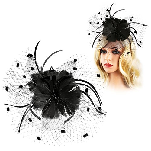 1920s Headpiece Women Flapper Headband Vintage Feather 20s/30sHeadband (Black4)