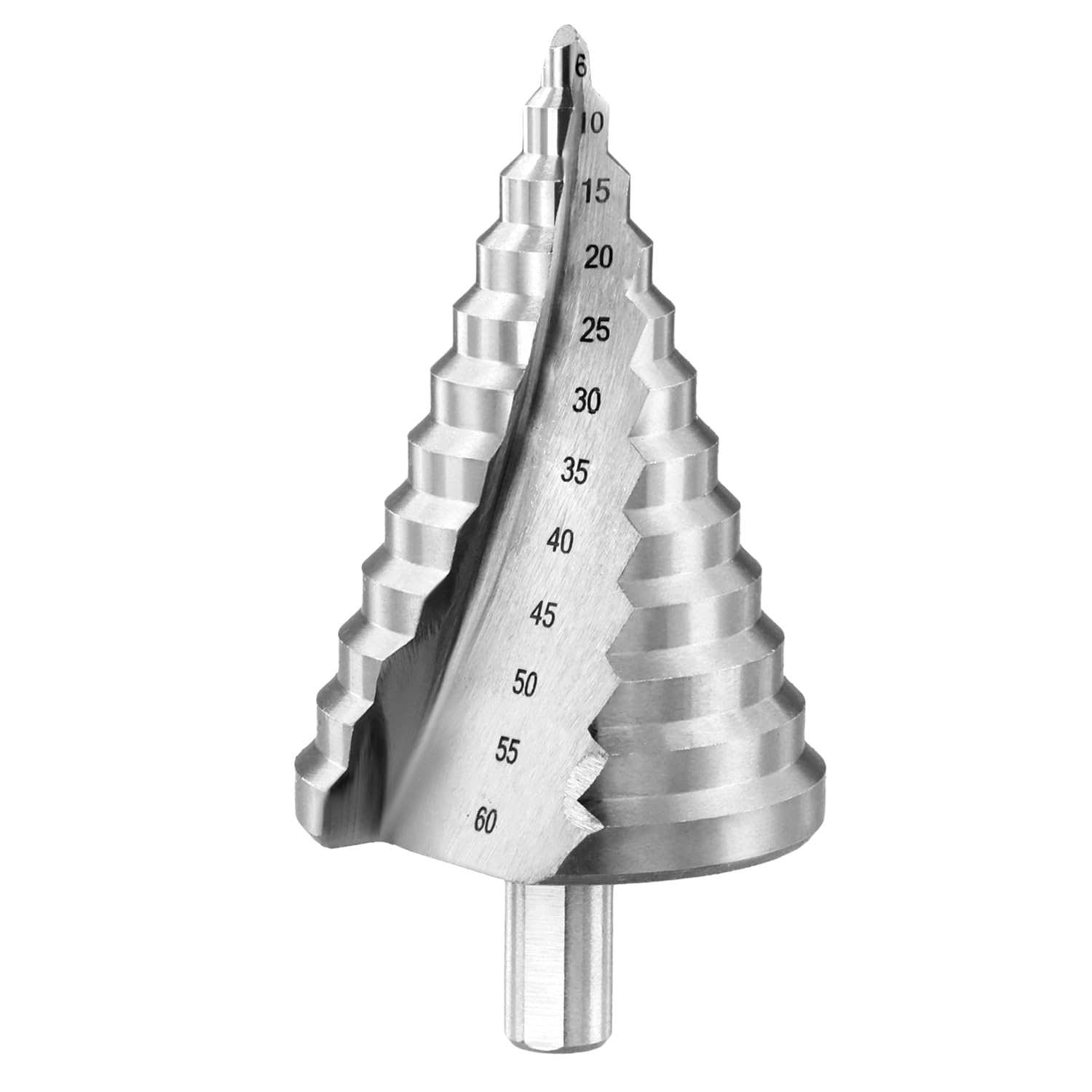 QWORK® 6-60mm Step Drill Bit Cone Hole Cutter, HSS 4241 Spiral Groove Cone Cutter with Titanium Coating for Metal, PVC, Wood