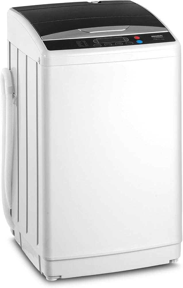 ROVSUN 25LBS Portable Washing Machine, Full-Automatic Electric Laundry Machine with Stainless Steel Drum, Compact Washer and