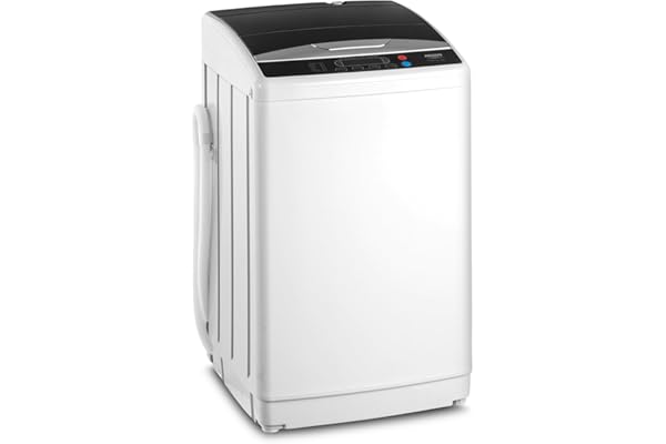 ROVSUN 25LBS Portable Washing Machine, Full-Automatic Electric Laundry Machine with Stainless Steel Drum, Compact Washer and Spin Dryer Combo with Drain Pump for Home, Apartment