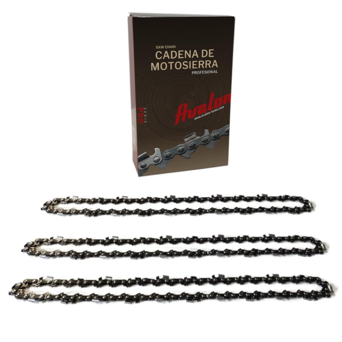 Avalon Procut – Pack of 3 Avalon Procut Chainsaw Chain 3/8 Nomal Profile 058" – 1.5mm Square Tooth (92 Links) Chainsaw Chain Compatible with Einhell, Black & Decker, Oregon