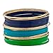 LUX ACCESSORIES Blue Green Turquoise Goldtone Enamel Multi Bangle Bracelet Set