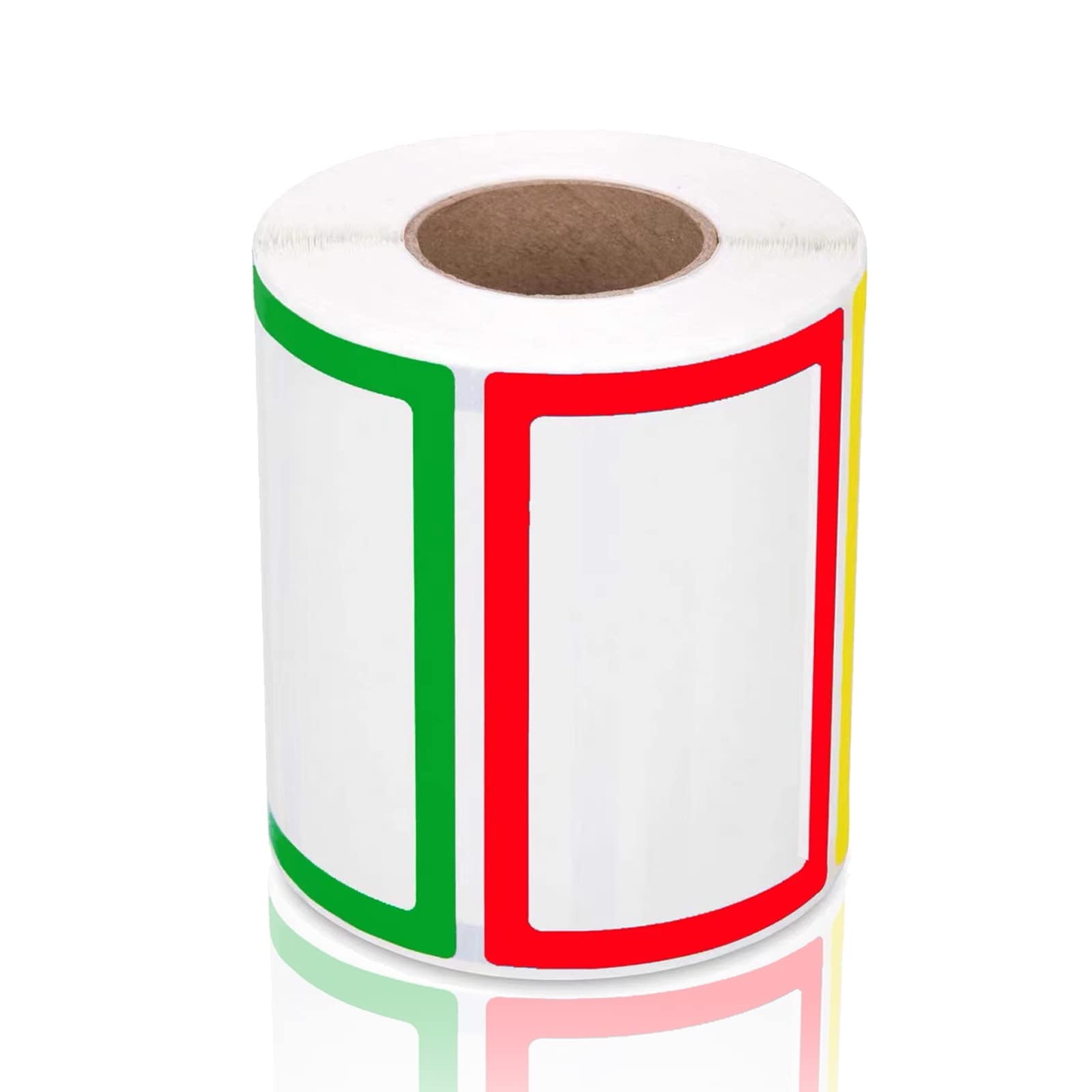 Name Tag Labels, 300 Colourful Border Stickers Large Sticky Labels Plain Tags for Clothes Office and School(3.5" x 2.3", 4 Colors)