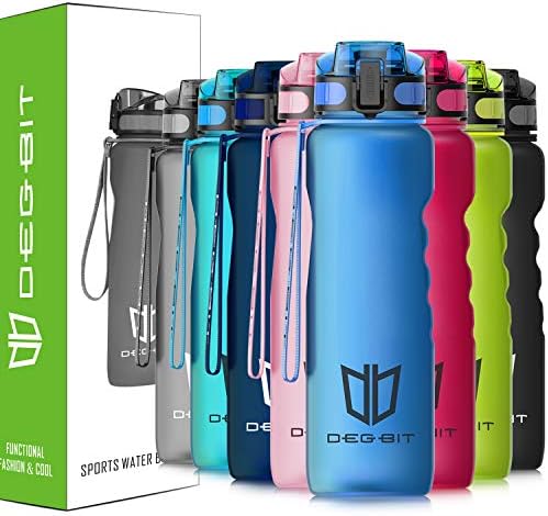 DB DEGBIT Leak Proof Motivational Water Bottle, BPA Free Tritan Plastic Sports Water Bottles Time Marker & Filter & Lock Lid, Reusable Gym Bottle Ideal Running, Cycling, Travel