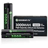 18650 Rechargeable Lithium Ion Batteries – EcoGear FX Long Lasting, High Performance 3.7V 3000mAh Li-ion 2 Pack with Protection Circuit Board (PCB) – (Only for LED Flashlights)