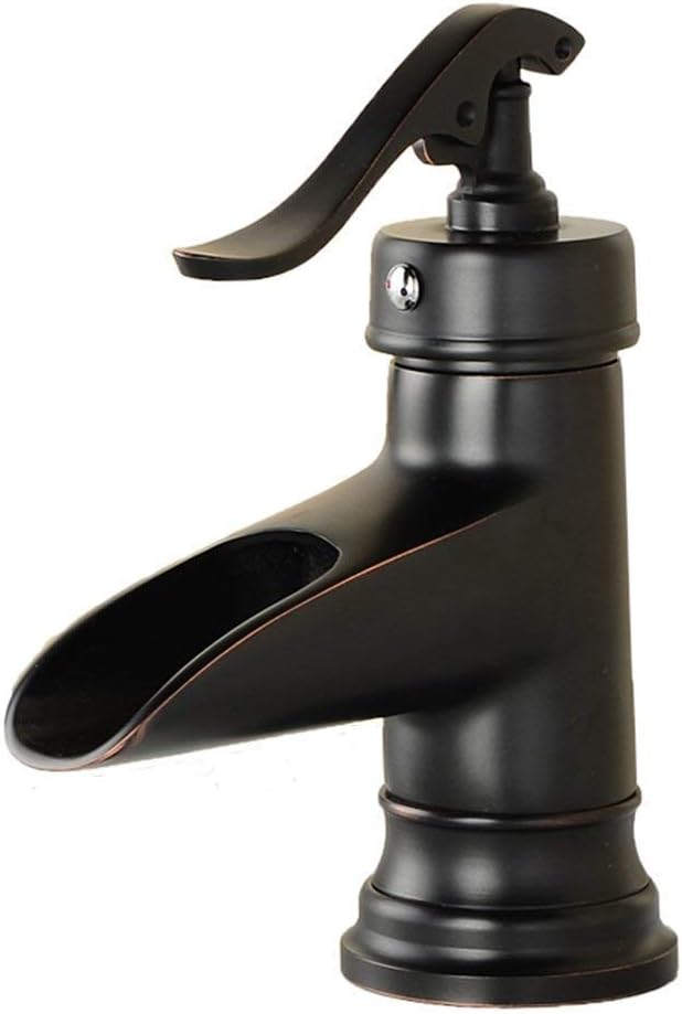 Boatx Nostalgic Retro Black Waterfall Bath Filler Mixer Tap Wasserhahn Single-Lever Mixer Tap Bathroom Basin Sink Mixer Tap Antique Brass Sink Mixer Tap Brushed Oil Rubbed Bronze