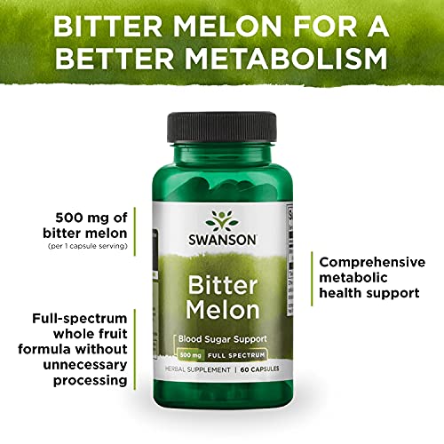 Swanson Full Spectrum Bitter Melon (Momordica) Blood Glucose Support 500 Milligrams 60 Capsules