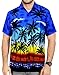 LA LEELA Mens Hawaiian Shirts Short Sleeve Button Down Shirt Men's Vacation Shirts Beach Casual Tropical Shirts for Men Funny 3XL Palm Tree, Blue