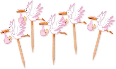 75 Stuzzicadenti Cicogna Rosa Nascita Bimba Amazon It Casa E Cucina