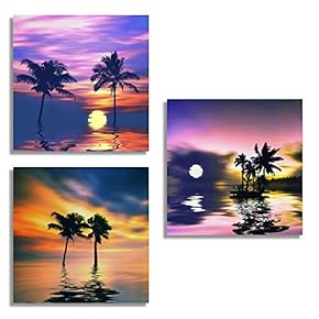 3 Piece Canvas Wall Art for Living Room Bedroom Home Artwork The Beautiful Scenery of Sunset Paintings Ready to Hang - 12"x12"x3 Panels