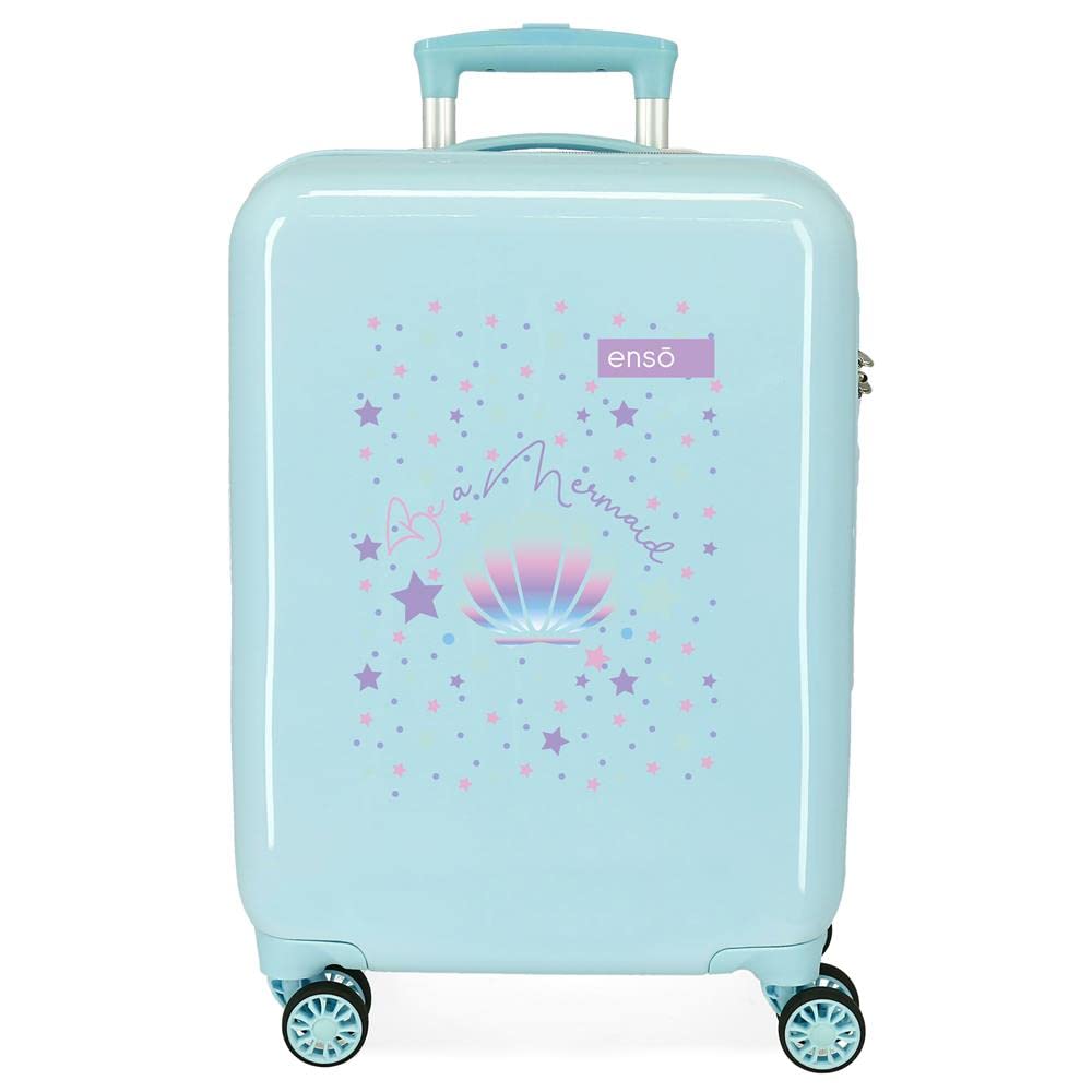 Enso Be a Mermaid Green Cabin Suitcase 38 x 55 x 20 cm Rigid ABS Combination Lock 34 Litre 2.6 kg 4 Double Wheels Hand Luggage