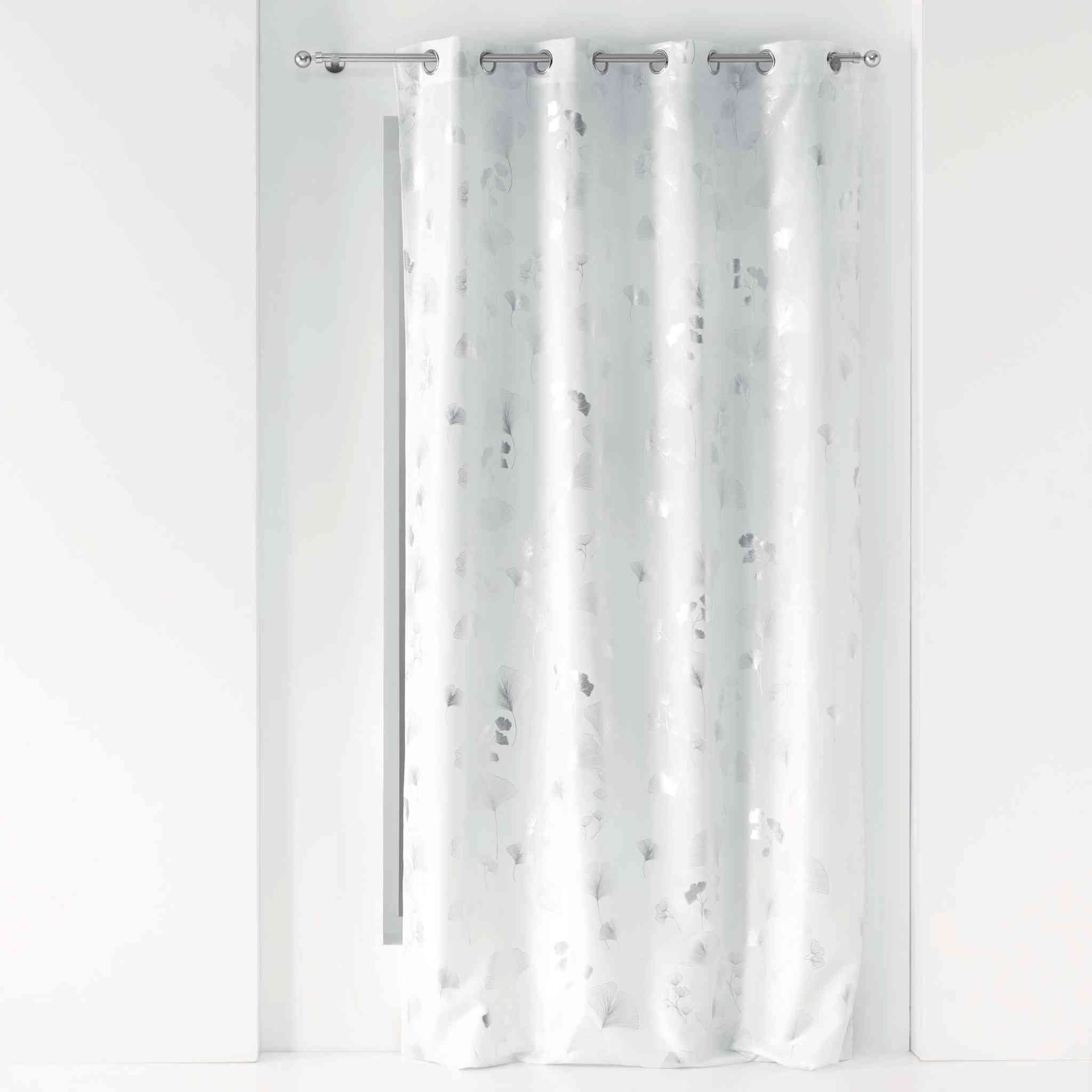 Douceur d'Intérieur Curtain with Eyelets 140 x 260 cm Polyester Printed Metallic White Silver