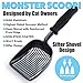 iPrimio Monster Cat Litter Scoop with Easy Grip Soft Foam Handle for Sore Hands - (Large Black) - Fast Sifter/Deep Shovel. Patented Cat Litter Scooper - Kitty Litter Box Accessory