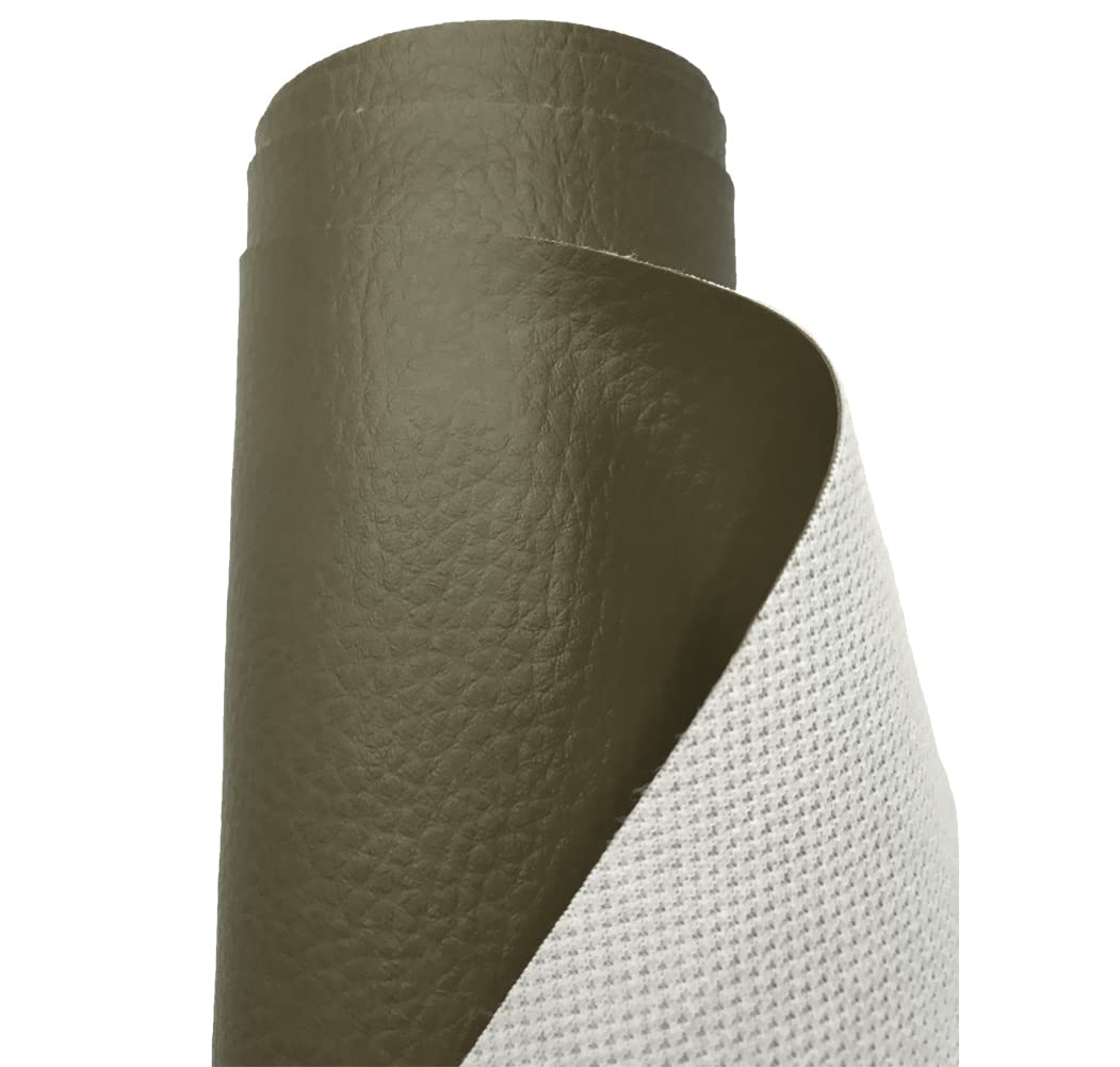 A-Express Grained Faux Leather Fabric Waterproof Heavy Duty Leatherette Vinyl Leathercloth Upholstery Textured Material - Khaki Half Metre 50cm x 140cm
