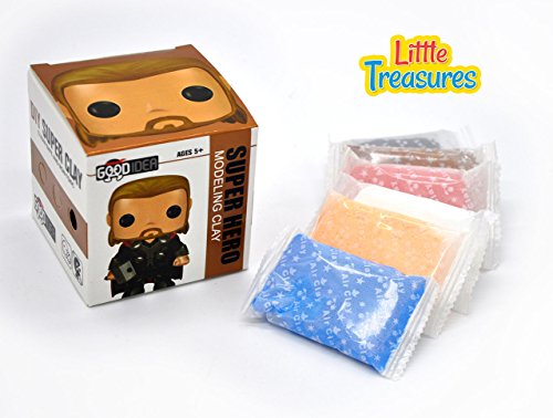 Little Treasures Clay Set of 2 Hero Characters molding Play-Dough kit – a Fun Arts and Craft Kid’s Artist Toy Project Clay Modeling and Sculpting DIY Play-Set – Create Your 3D Theme