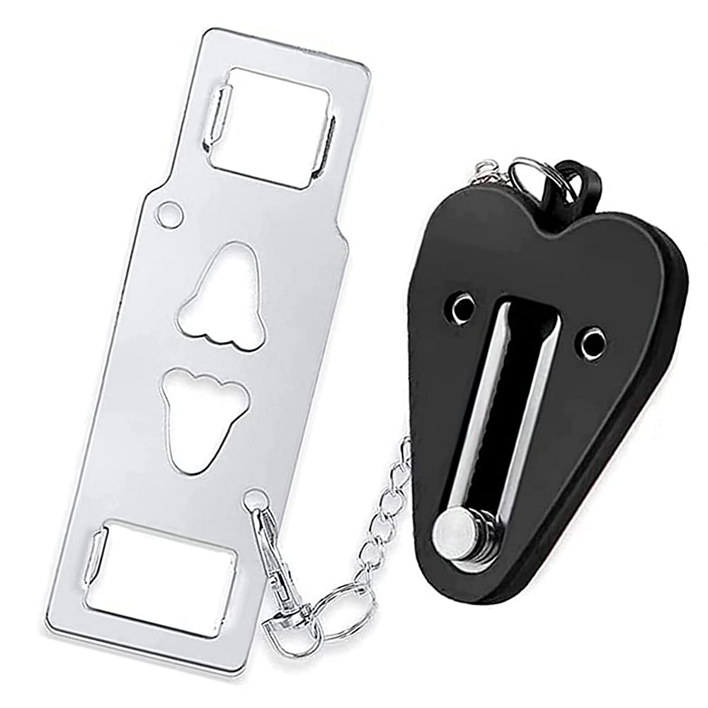 Yuchengxiang Portable Door Lock - Home Security Locker for Travel, Lockdown, AirBNB - Heavy Duty Anti-Theft Safety Privacy Lock (Black)